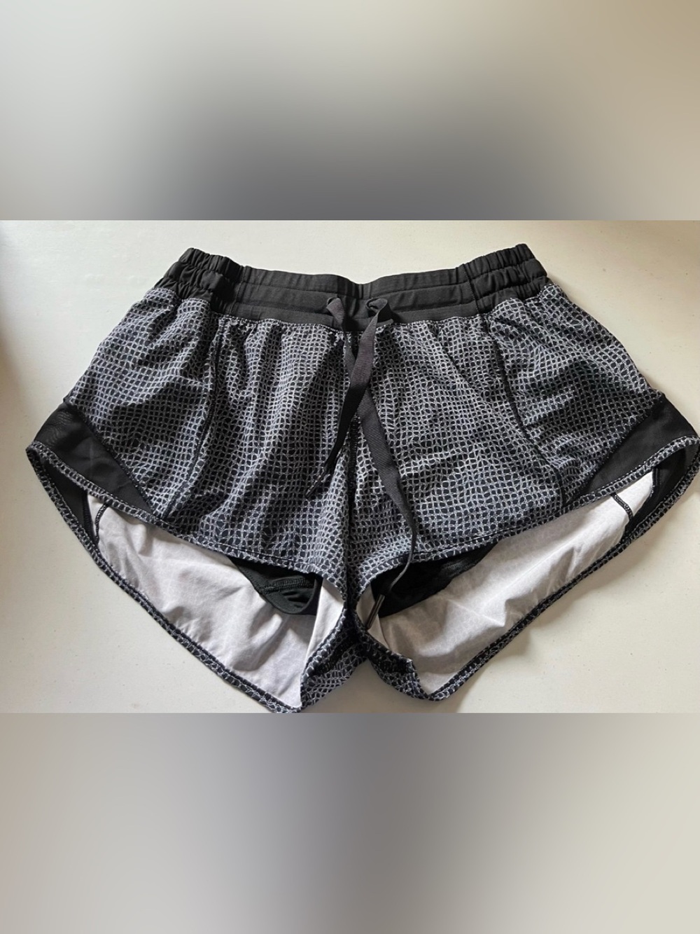 lululemon athletica Black Grid-Pattern Athletic Shorts